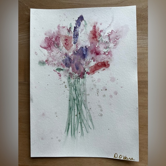 Beautiful Handpainted abstract watercolour flowers - Picture 1 of 1